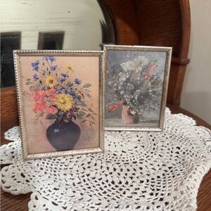 Pair of Mini Silver Framed Floral Art Prints